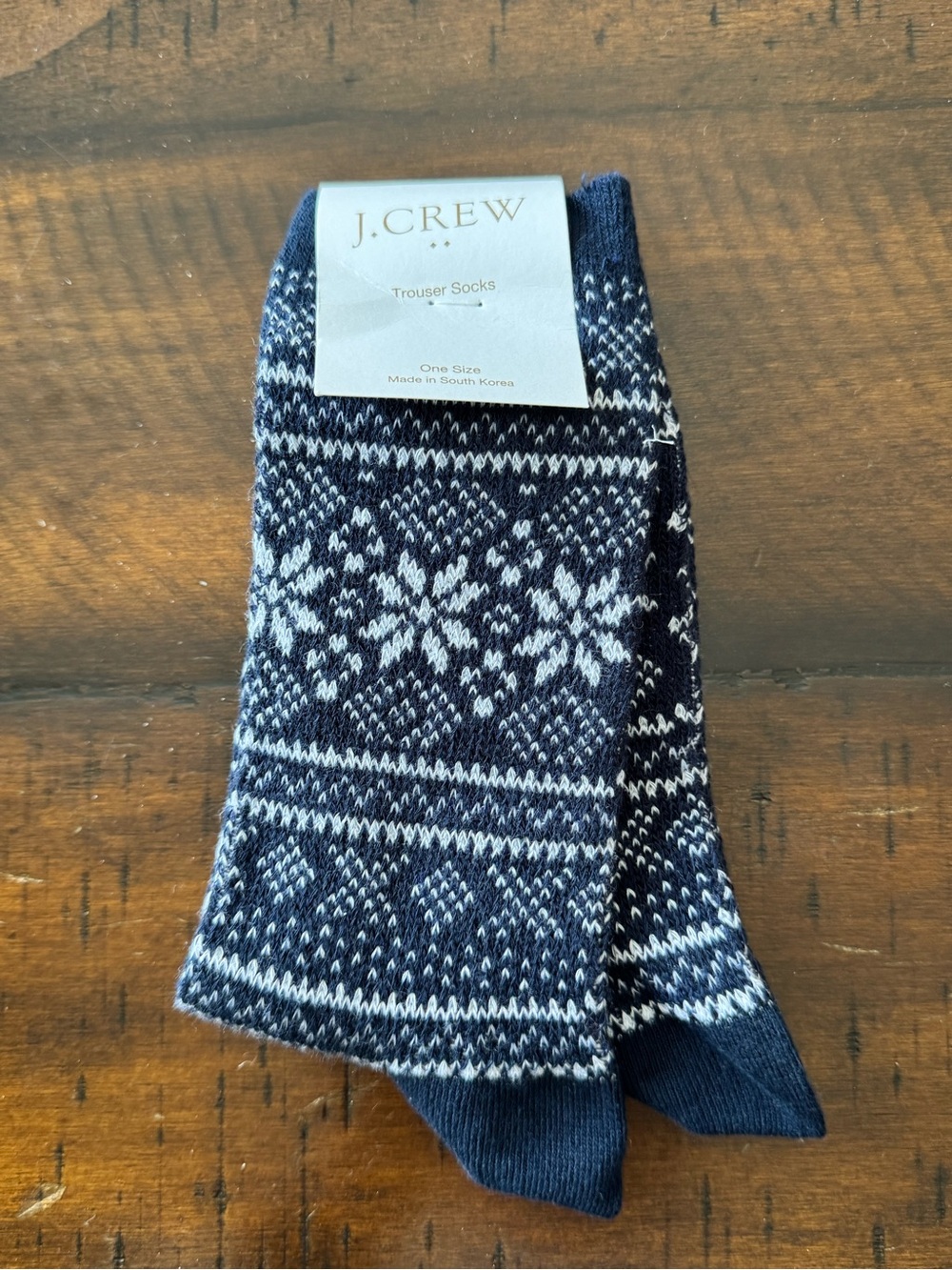 J. Crew Women’s Navy & White Fair Isle Trouser Socks
